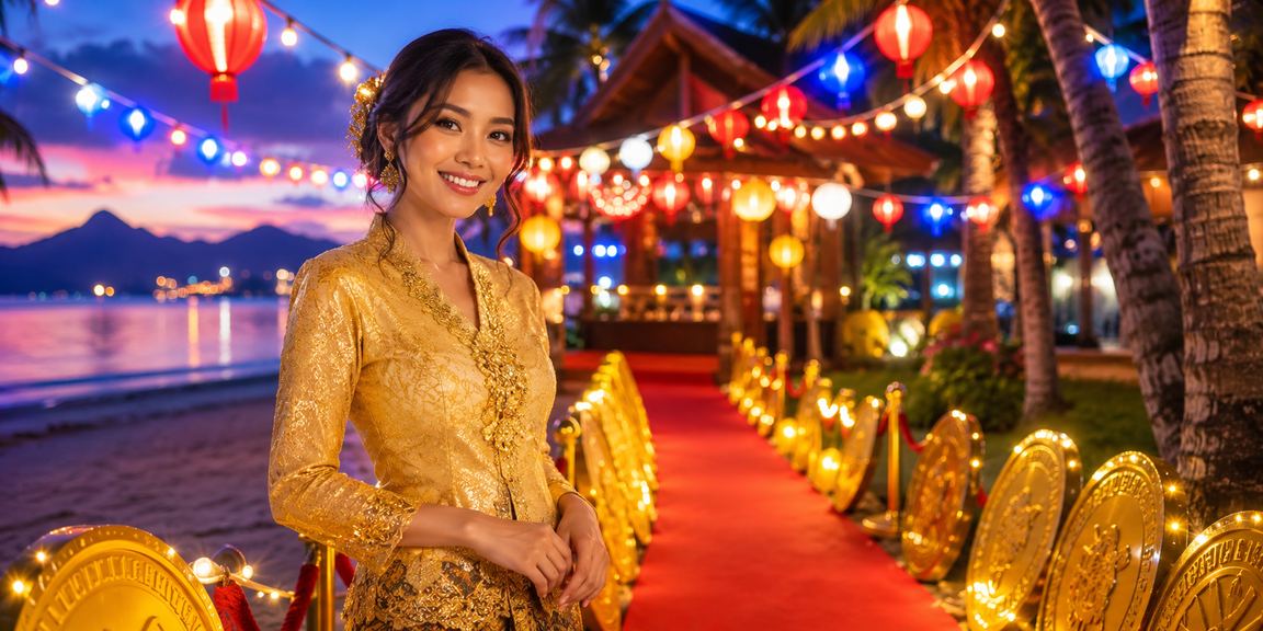 A stylishly dressed VIP member in Langkawi accessing the pelita888 casino app